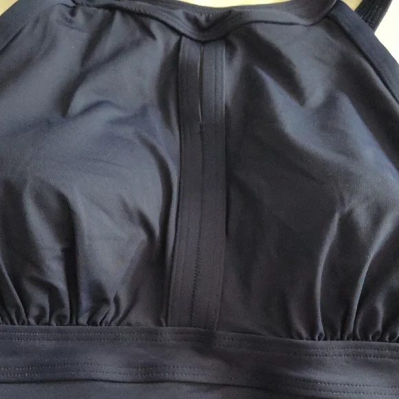 Lands' End Deep Sea Navy Blue Slenderizing Tankini Swim Top Sz 16w DD - Picture 9 of 10